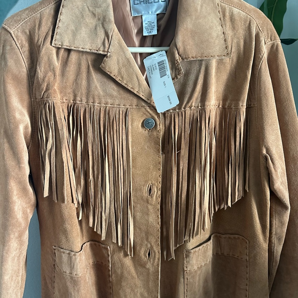Chico's Camel Fringe Suede Jacket